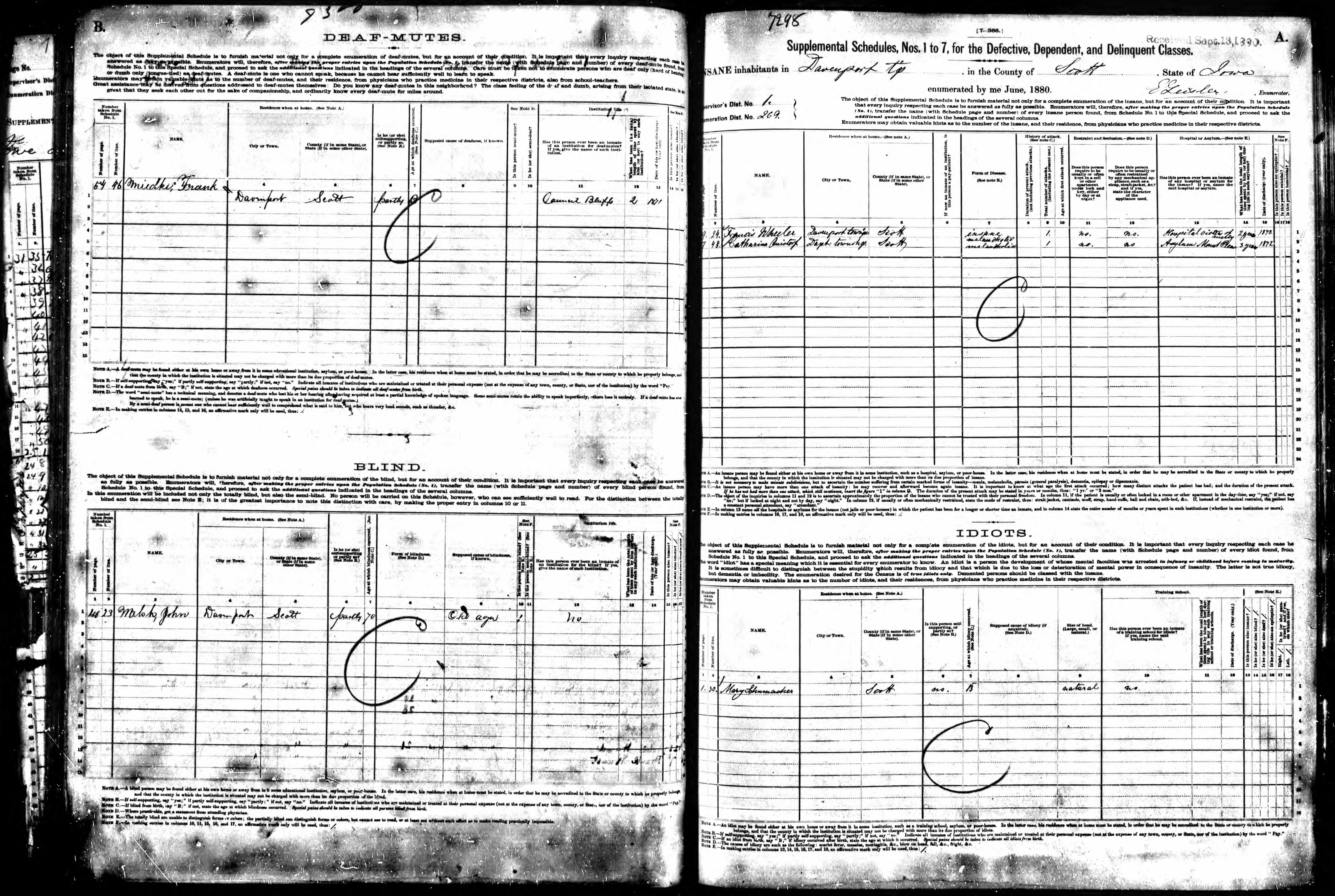 John Walsh in the 1880 U.S. Federal Census Supplement